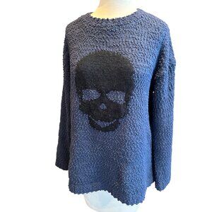 Bobeau Skeleton Long Sleeve Blue Sweater